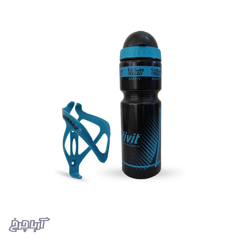 قمقمه 750cc و بست قمقمه دوچرخه برند کرایوت مدل Crivit us-140 رنگ مشکی آبی
