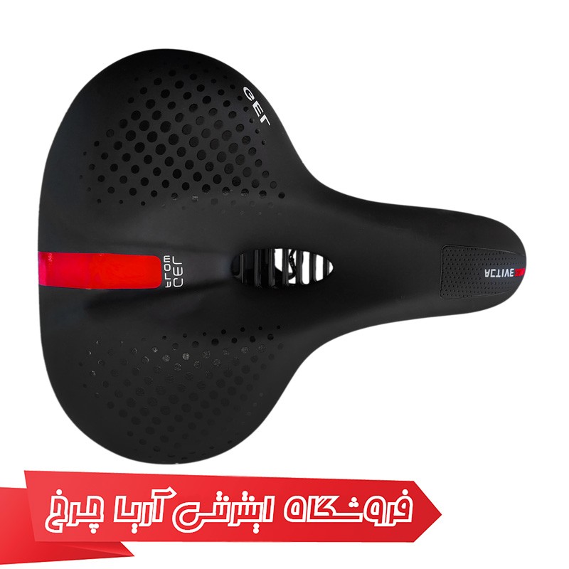 زین دوچرخه پهن ژل حفرهدار برند توربو مدل Turbo Tu-1233 مناسب برای دوچرخه شهری و کوهستانی