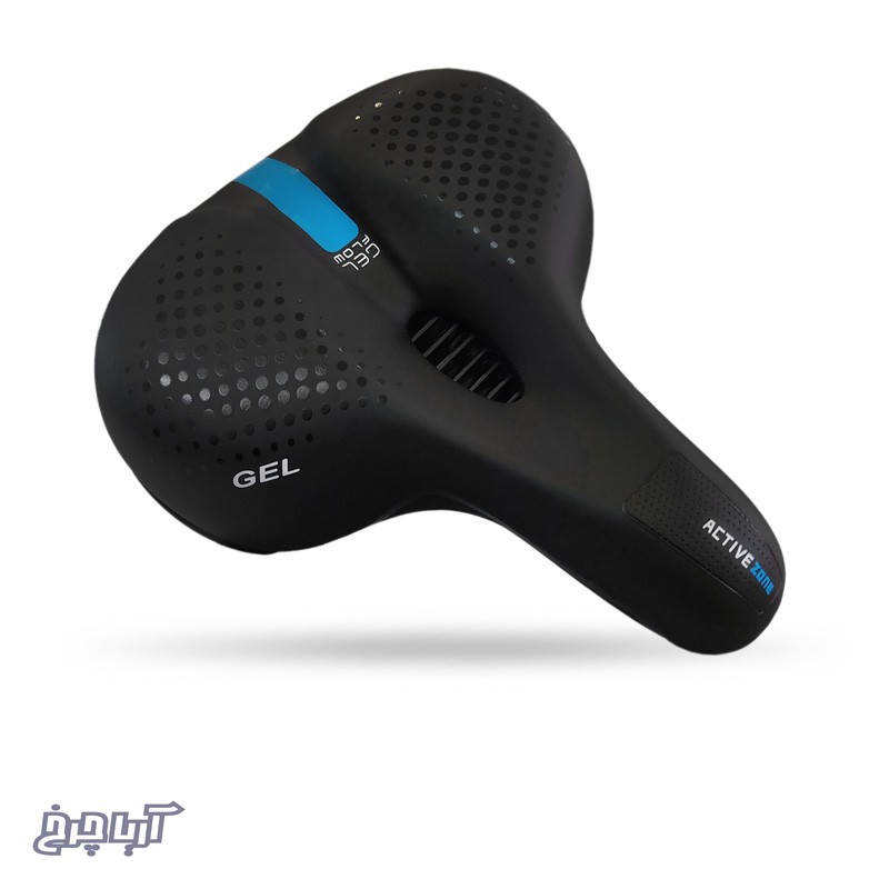 زین دوچرخه پهن ژل حفره دار برند توربو مدل Turbo Tu-1233 مشکی آبی