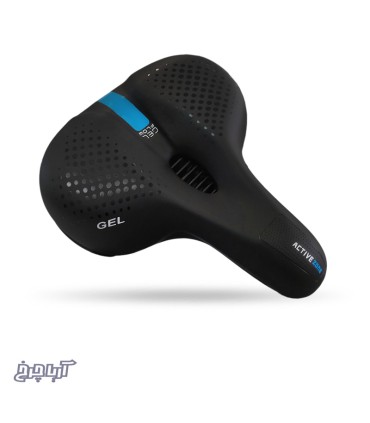 زین دوچرخه پهن ژل حفره دار برند توربو مدل Turbo Tu-1233 مشکی آبی