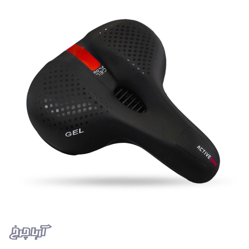 زین دوچرخه پهن ژل حفره دار برند توربو مدل Turbo Tu-1233 مشکی قرمز