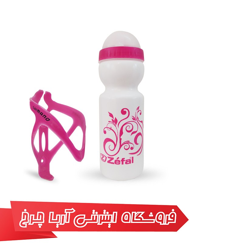 قمقمه 750cc و بست قمقمه دوچرخه کرایوت مدل Crivit us-140 سفید صورتی