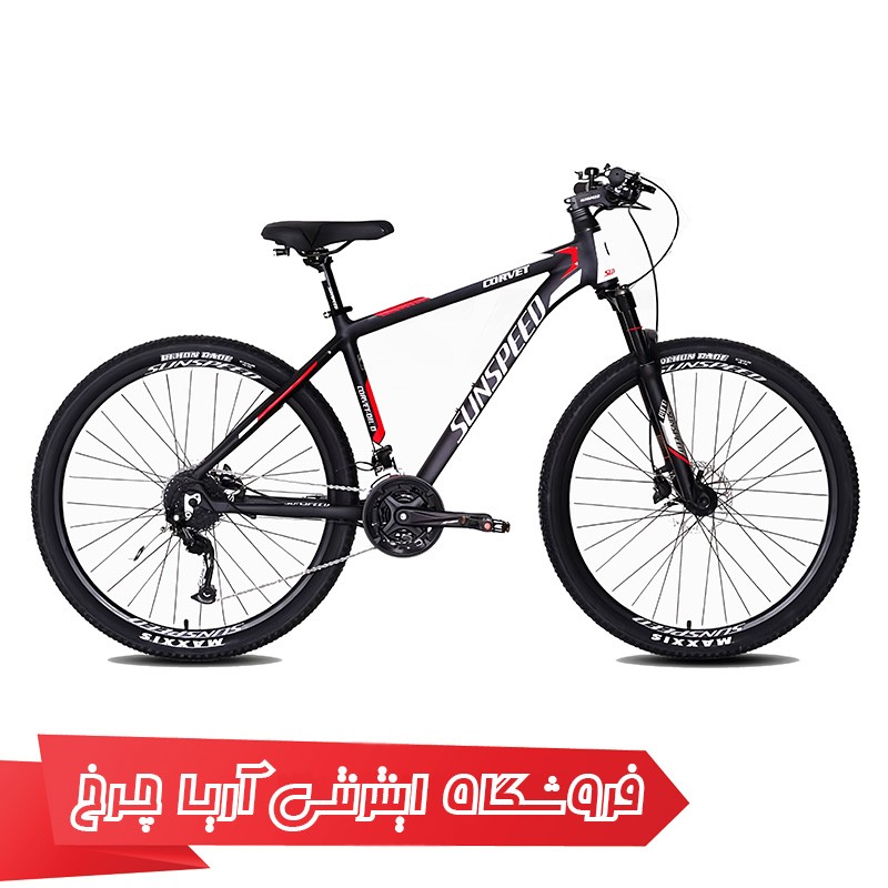 مشخصات و بررسی دوچرخه سایز 29 کوهستان Sunspeed Corvet با بدنه آلومینیوم و دوشاخ کمک دار قفلی
