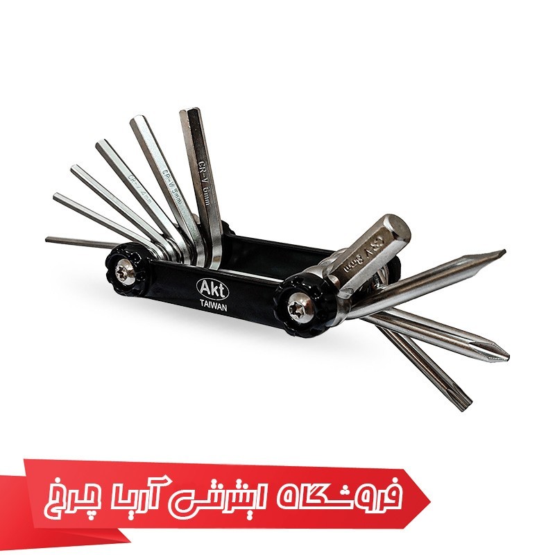 خرید و قیمت دسته آچار دوچرخه 10 کاره مدل AKT BKFL10