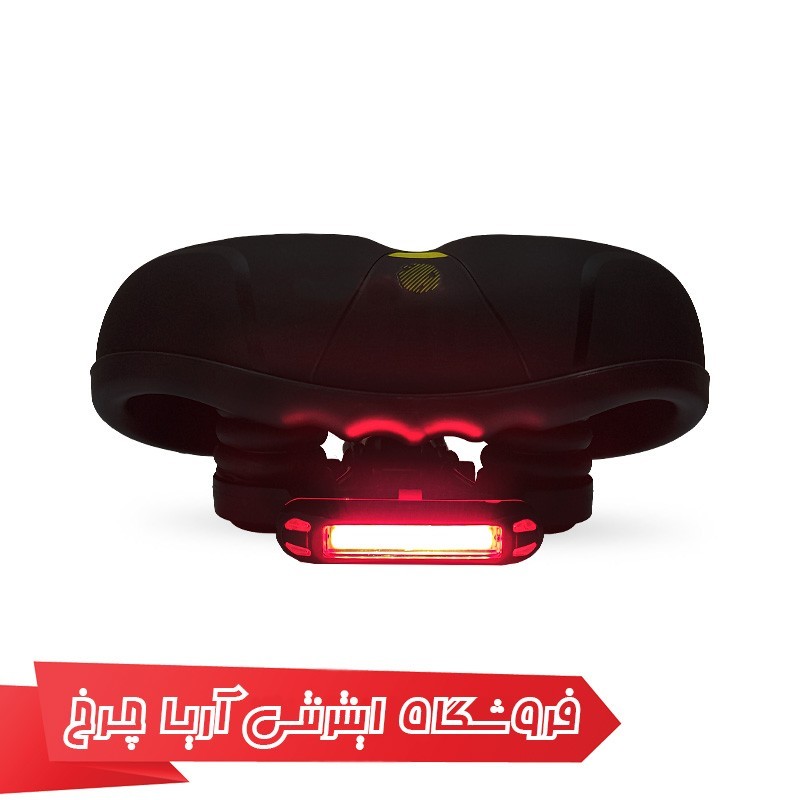 خرید و قیمت زین دوچرخه پهن چراغدار برند توربو مدل Turbo 1002